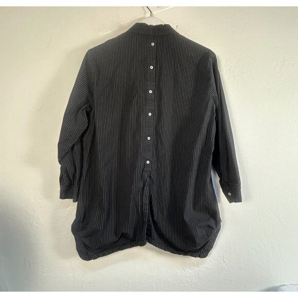 IC by Connie K Womens Button Up Shirt Blouse Large Artsy Art To Wear Pinstripe - Picture 2 of 8